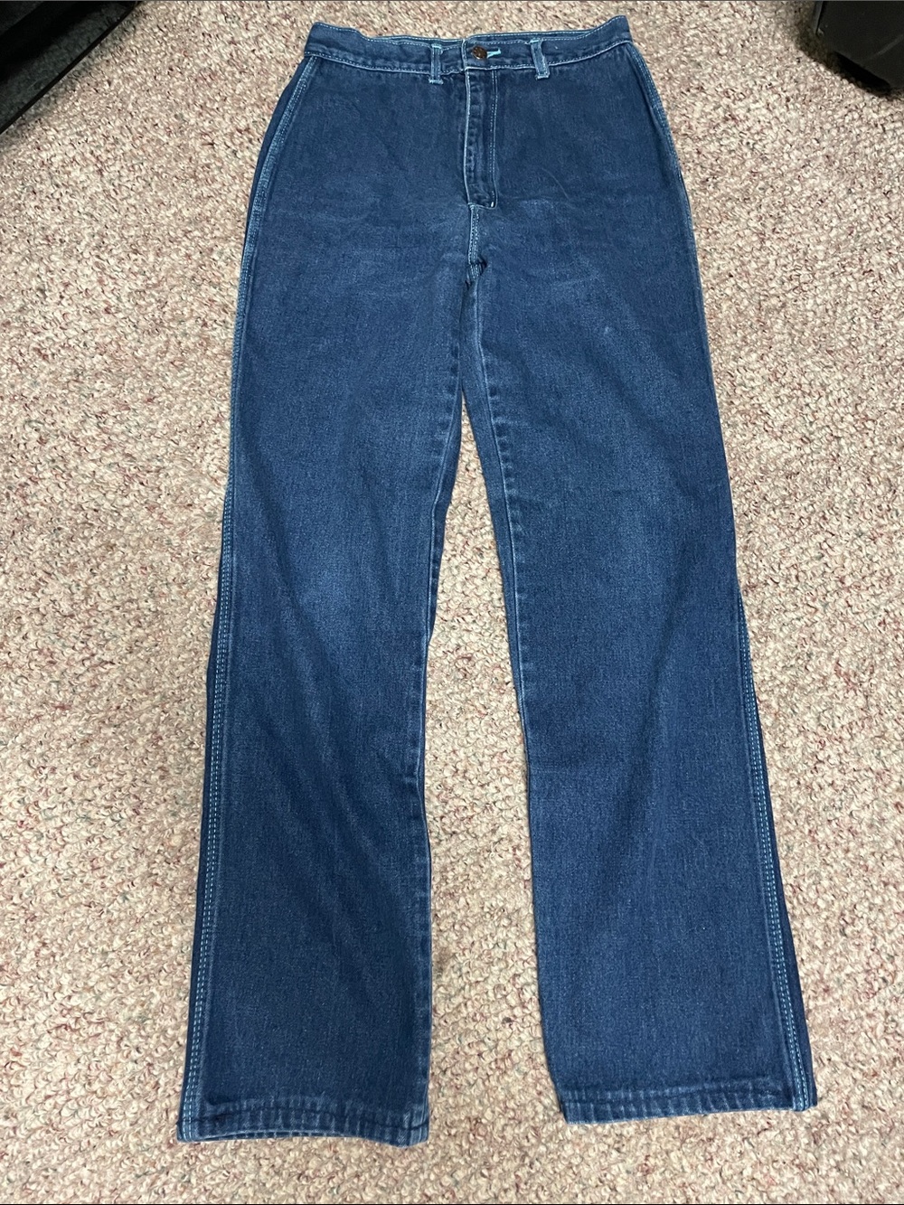 Vintage 70s/90s “Texas star” Dark Blue Straight-Leg Jeans with contract stitch